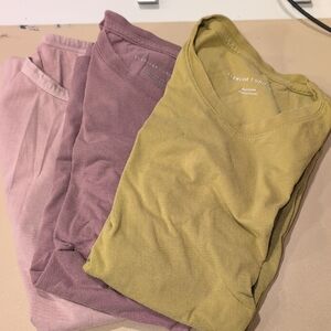 Set of Three Crewneck Tees in Dusty Pink, Mauve & Olive